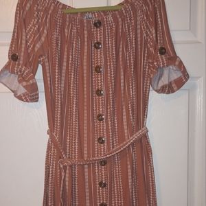 J for justify off the shoulder striped tunic mini dress